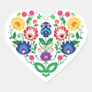 Folk heart. Love folklore Heart Sticker
