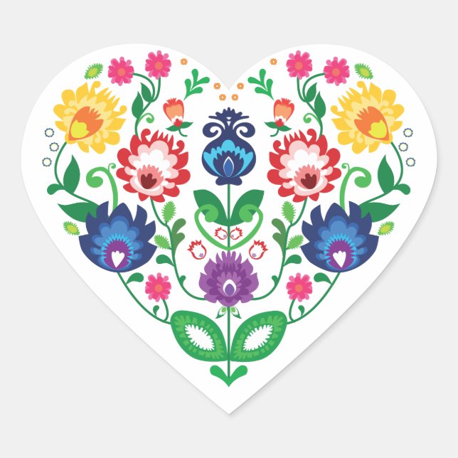 Folk heart. Love folklore Heart Sticker (Front)