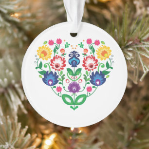 Folk heart ornament