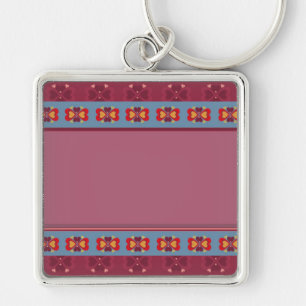 Folk Heart Pattern Key Ring
