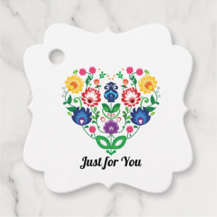 Folk heart with custom text favour tags
