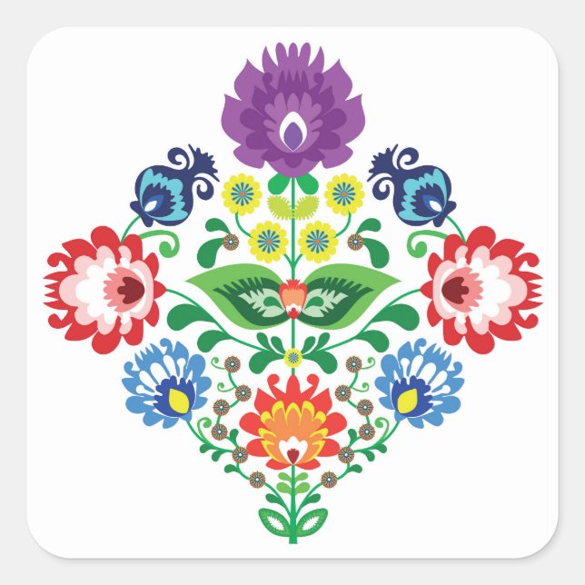 💜❤💓Folk inspired diamond Square Sticker (Front)