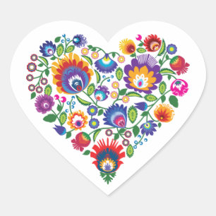 💜❤💓Folk inspired hearts, Heart Sticker