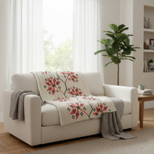 Folk-Inspired Home Decor Sherpa Blanket