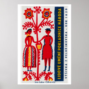 Folk Man and Woman with Bucket - Matchbox Print