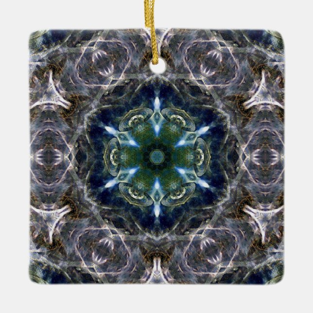 Folk Mandala  Ceramic Ornament (Front)