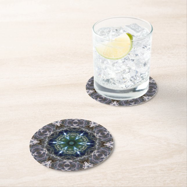 Folk Mandala  Square Paper Coaster (Insitu)