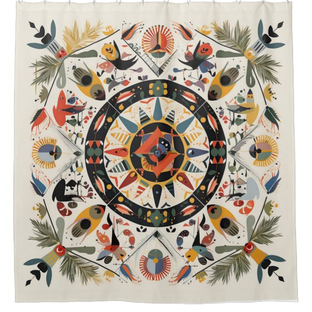 folk motifs indie symbol ornament decoration folkl shower curtain (Front)