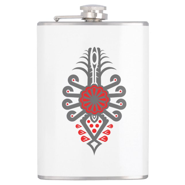Folk pattern of Polish highlanders - Parzenica Hip Flask (Front)