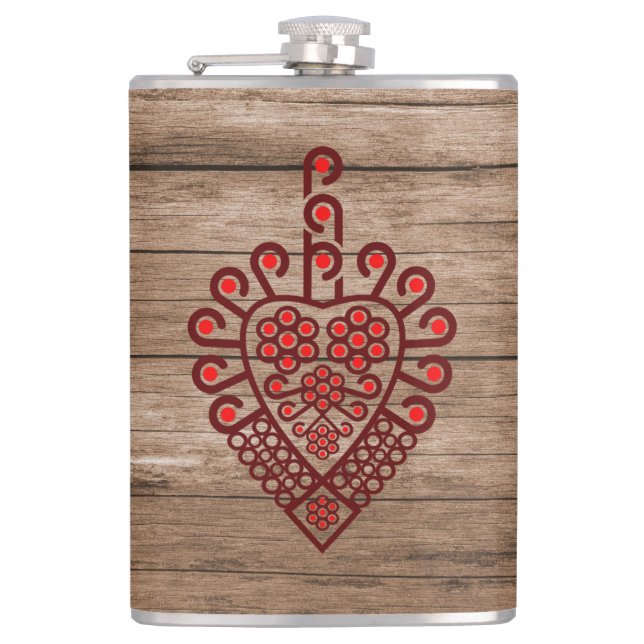 Folk pattern of Polish highlanders - Parzenica Hip Flask (Front)