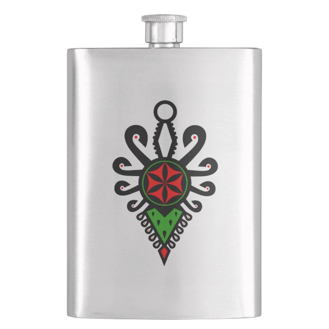 Folk pattern of Polish highlanders - Parzenica Hip Flask (Front)