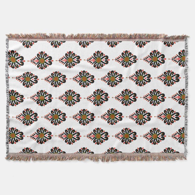 Folk pattern of Polish highlanders - Parzenica Throw Blanket (Front)