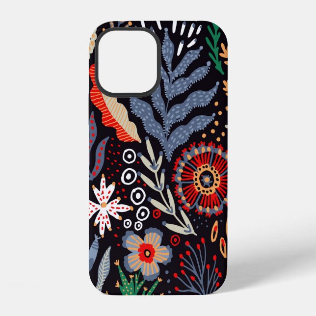 Folk pattern, seamless textile design with bright  iPhone case (Back)