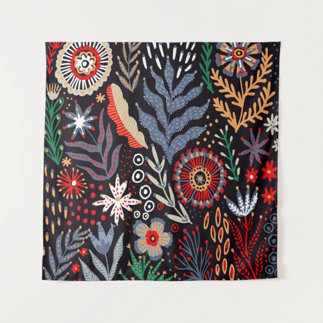 Folk pattern, seamless textile design with bright  tapestry (Front)