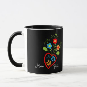 Folk portuguese blooming heart mug