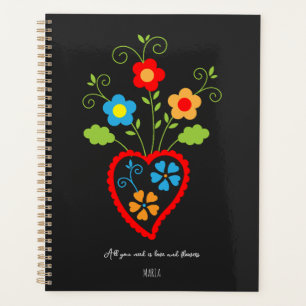 Folk portuguese blooming heart planner
