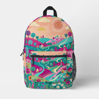 Folk Print Backpack – Rolling Hill Meadow