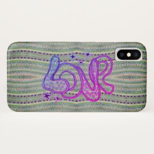 Folk Psychedelic Pretty Hearts Love iPhone X Case