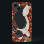 Folk Rabbit iPhone 13 Case<br><div class="desc">Get this modern piece of artwork today with a brown and red background. This piece of art contains a black and white rabbit which appears to be running. The details in this image are very sharp and vivid. It's a contemporary art piece that will be perfect for any type of...</div>