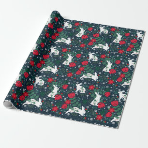 Folk Rabbit Christmas Holiday Wrapping Paper