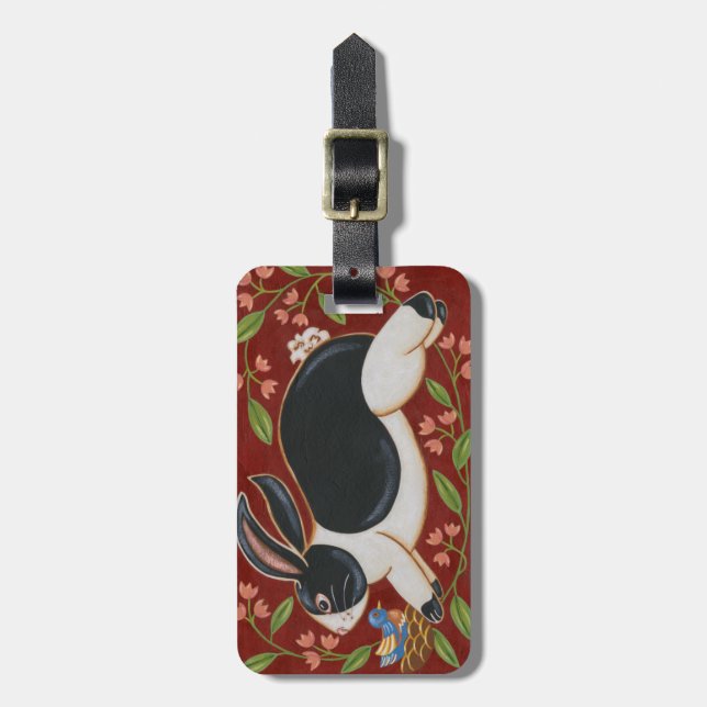 Folk Rabbit Luggage Tag (Front Vertical)