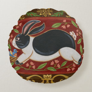 Folk Rabbit Round Cushion