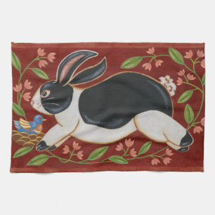 Folk Rabbit Tea Towel