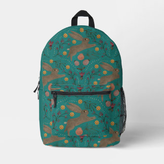 Folk Rabbits Printed Backpack