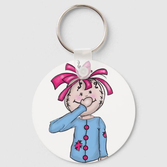 Folk Rag Doll Cartoon Key Ring (Front)