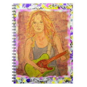 folk rock girl drip painting notebook