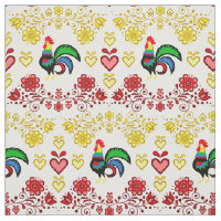 Folk Rooster/Cockerel gold/red floral ,hearts/4"