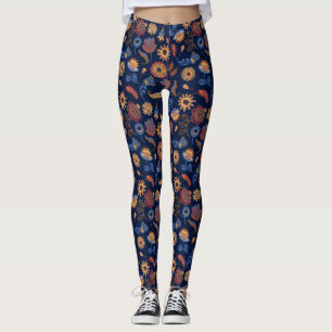 Folk Rustic Floral  Leggings