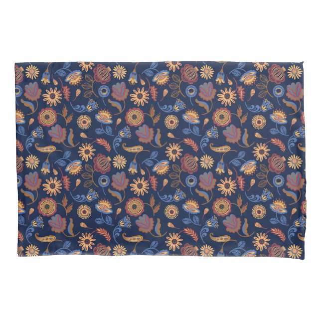 Folk Rustic Floral  Pillowcase (Front)