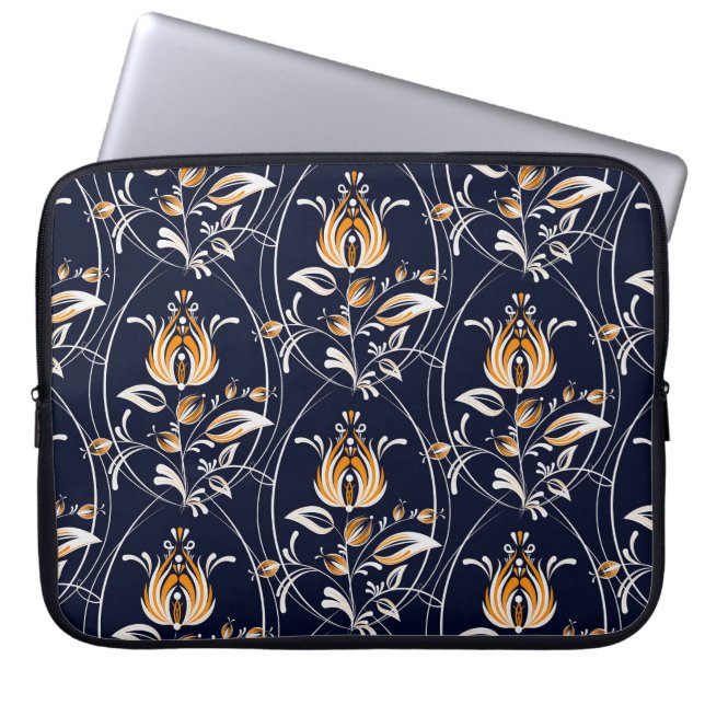 Folk Style Floral Seamless Pattern Laptop Sleeve (Front)