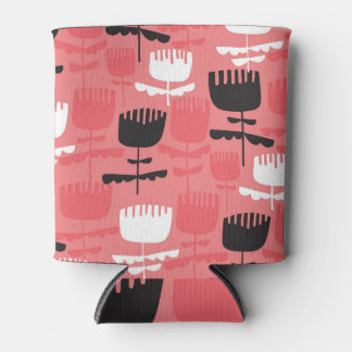 Folk-style tulip flowers silhouette pattern. can cooler