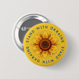 Folk Sunflower Ukrainian Ornamental Patterns Flag 6 Cm Round Badge
