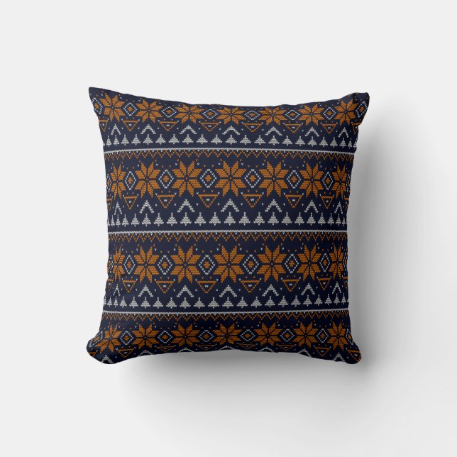 Folk traditional tribal abstract ornamental patter cushion (Front)