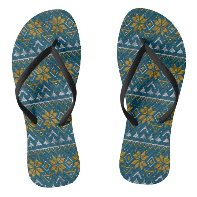 Folk traditional tribal abstract ornamental patter flip flops (Footbed)