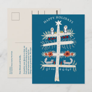 Folk Tree of Life Christmas Holiday CUSTOM  Postcard