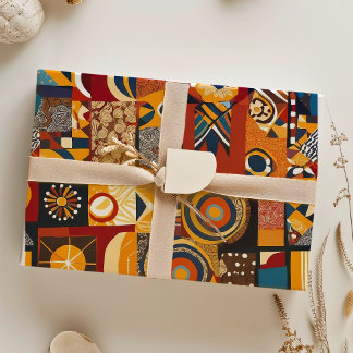Folk Tribal Art Patchwork African American Gifts Wrapping Paper