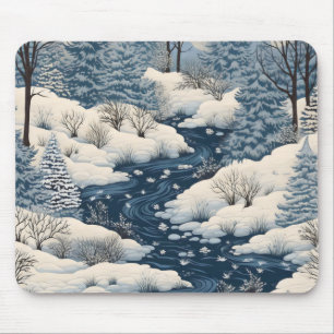 Folk Winter Landscape Mouse Mat