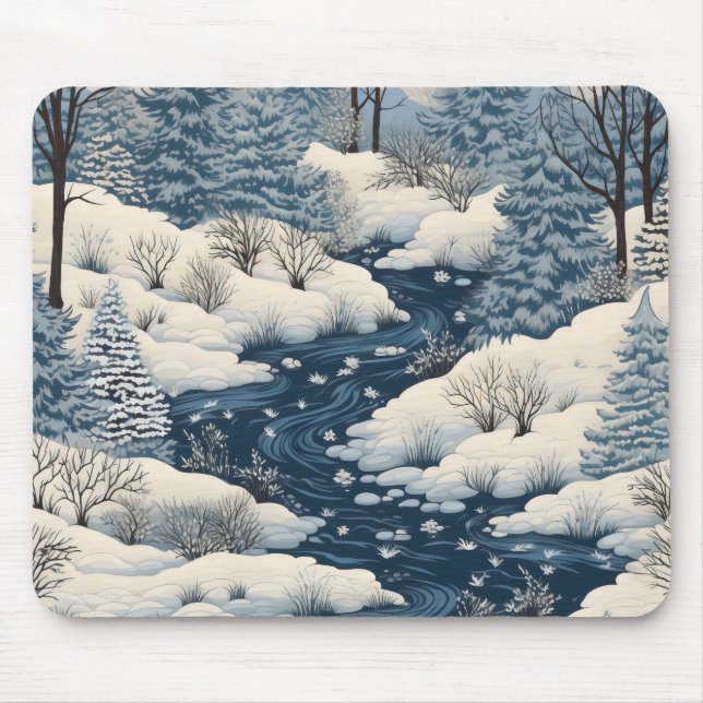 Folk Winter Landscape Mouse Mat (Front)
