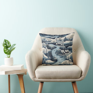 Folk Winter Village Cushion