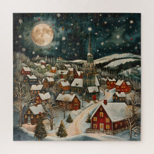 Folk Winter Village Jigsaw Puzzle