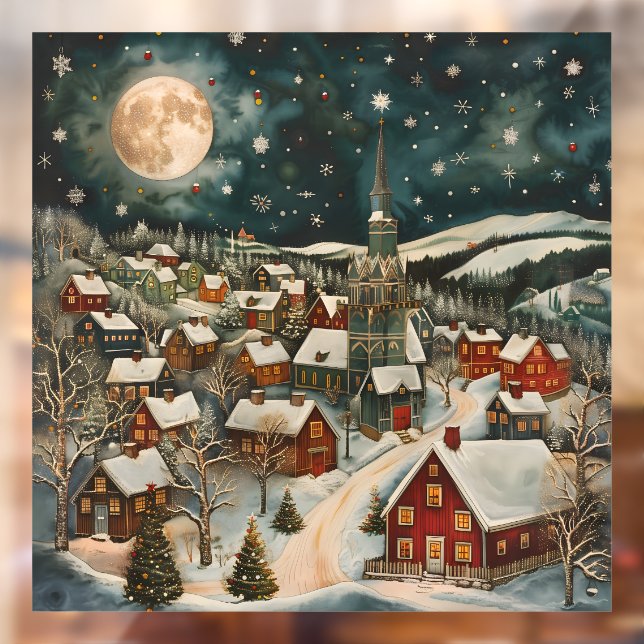 Folk Winter Village Window Cling (Sheet 2)
