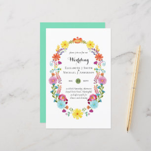 Folkart Flower Fiesta Wedding Invitation Boda