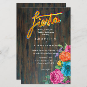 Folkart Flower Fiesta Wedding Invitation Boda