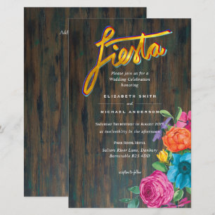 Folkart Flower Fiesta Wedding Invitation Boda