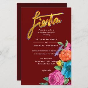Folkart Flower Fiesta Wedding Invitation Boda