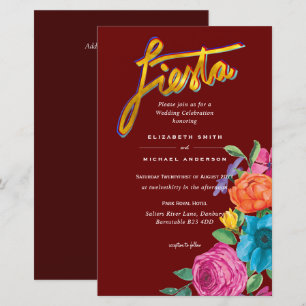 Folkart Flower Fiesta Wedding Invitation Boda
